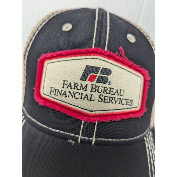 Farm Bureau Financial Services Red Begie Black mesh stitched baseball cap adjust - Picture 2 of 5